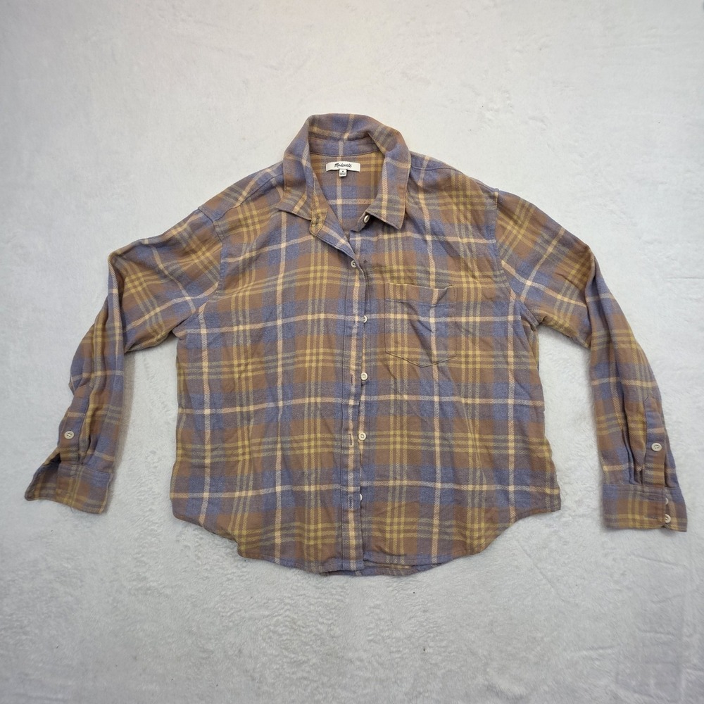 Madewell Womens Medium Plaid Flannel Button Up Shirt Long Sleeve Soft Casual M - Picture 1 of 8